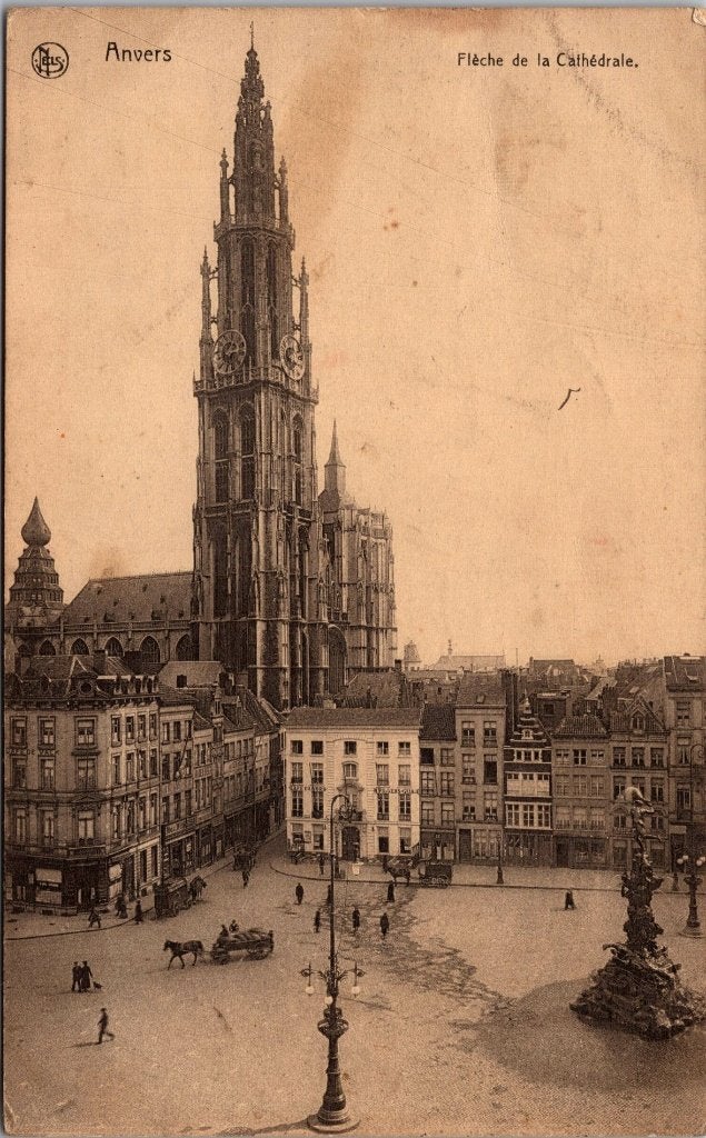 Antwerpen België - 12 oude postkaarten De Kathedraal IV, Verzamelen, Ansichtkaarten | België, Verzenden, 1920 tot 1940, Gelopen