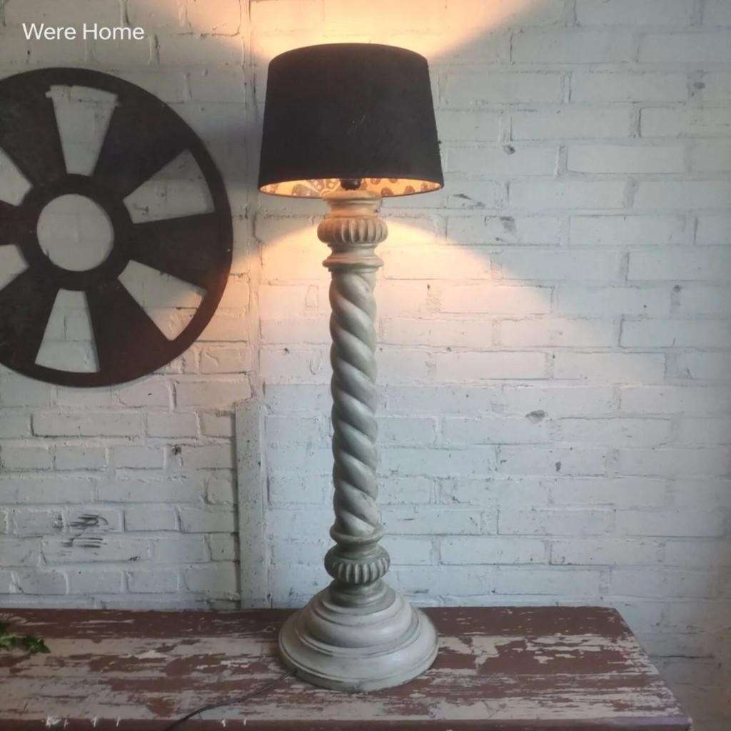 Grote Houten Tafel lamp 86cm | Gedraaide Poot | Shabby Chic, Gebruikt, N/a, N/a, Ophalen of Verzenden