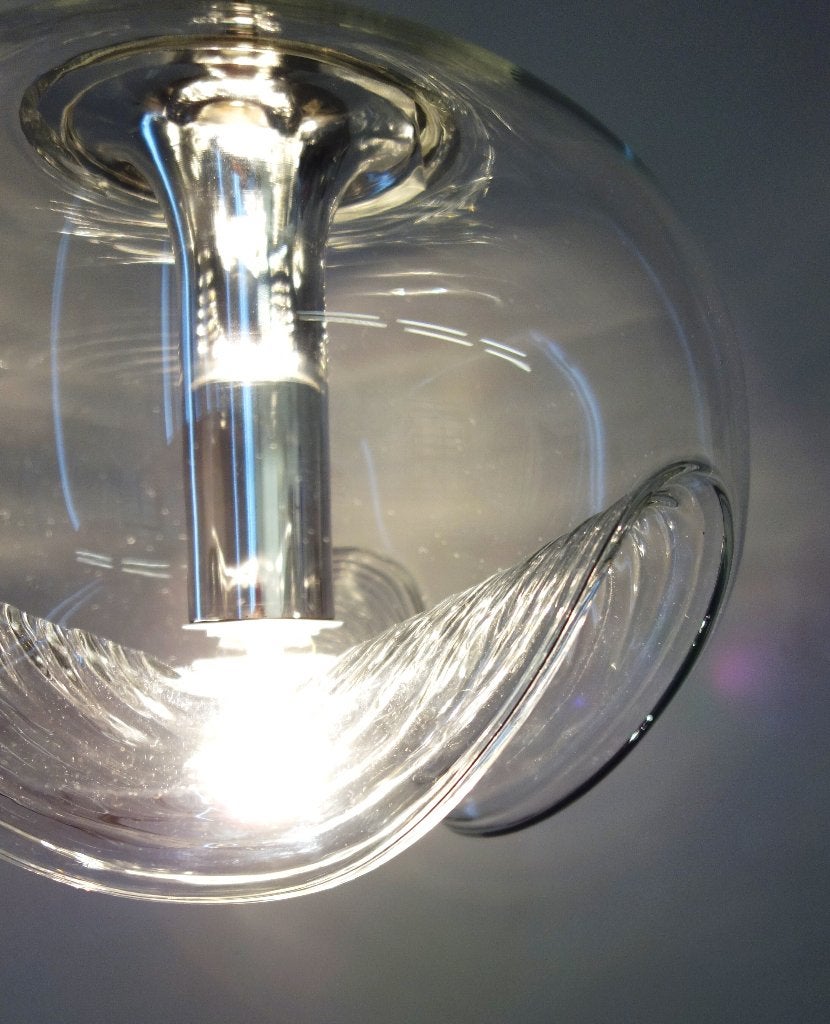 Vintage Peill & Putzler Wave hanglamp Futura Space Age XXL, Ophalen of Verzenden, Gebruikt, Glas, Vintage design hanglamp 70's Space Age Pop Art bubble