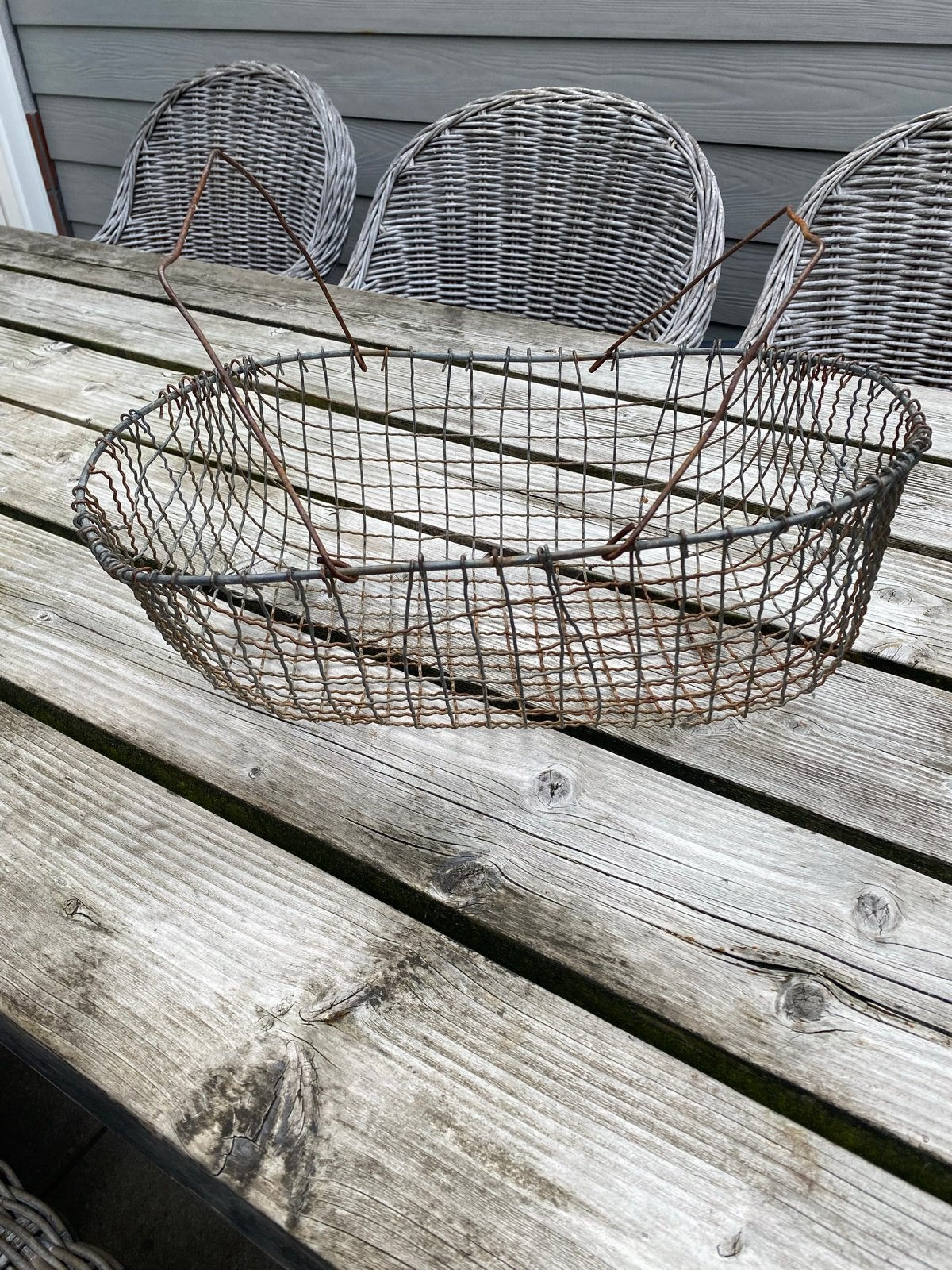 Vintage metalen mand brocante plukmand, Ophalen of Verzenden