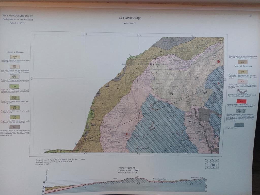70 / Geologische kaart uit 1927 van Harderwijk kwartblad IV, Ophalen of Verzenden, 1800 tot 2000, Nederland, Rijks Geologische Dienst