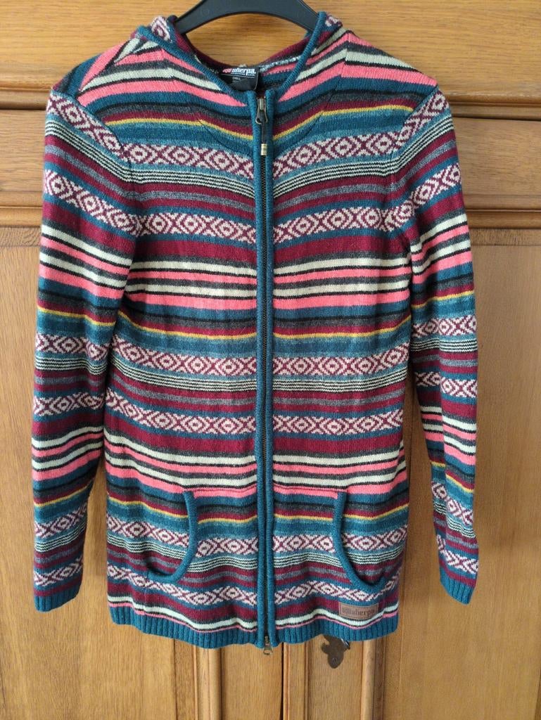 Sherpa Kleurrijk vest met capuchon en rits wol alpaca S 36, Sherpa, Overige kleuren, Ophalen of Verzenden, Zo goed als nieuw