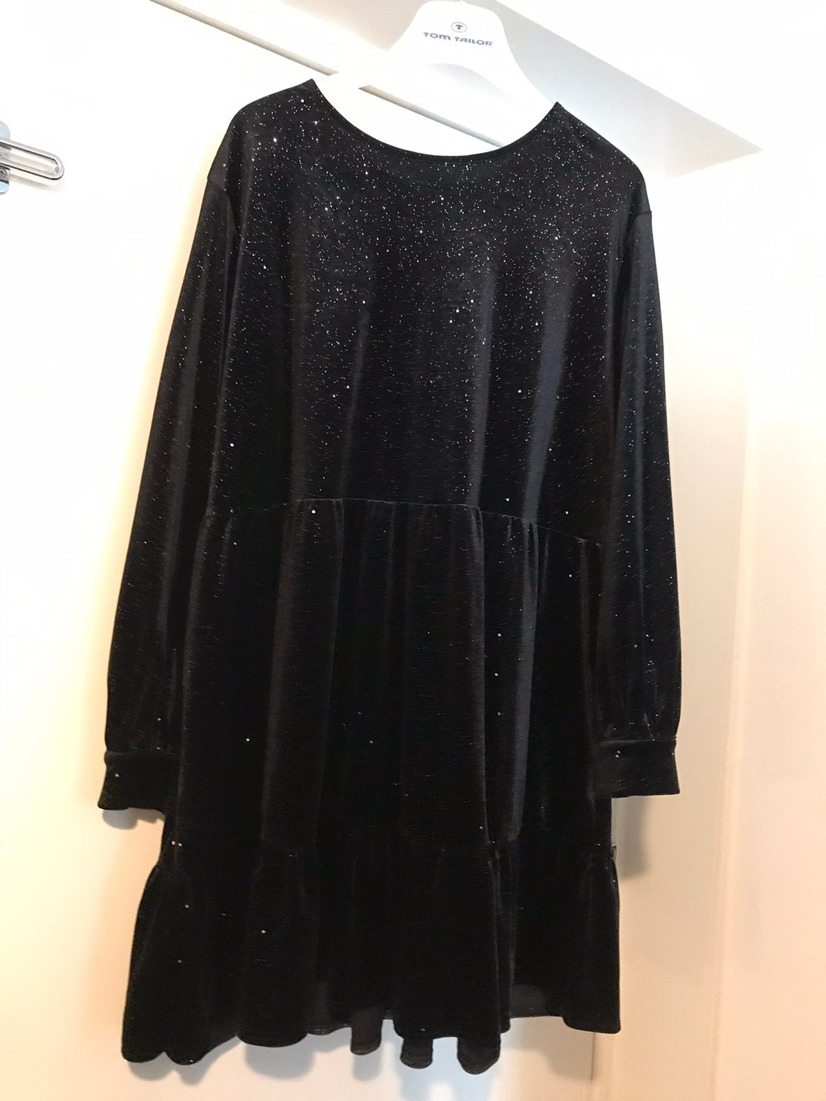 H&M zwart velours fluweel tuniek jurk glitter zilver oto 66, Kleding | Dames, H&M, Verzenden, Nieuw, Jurk