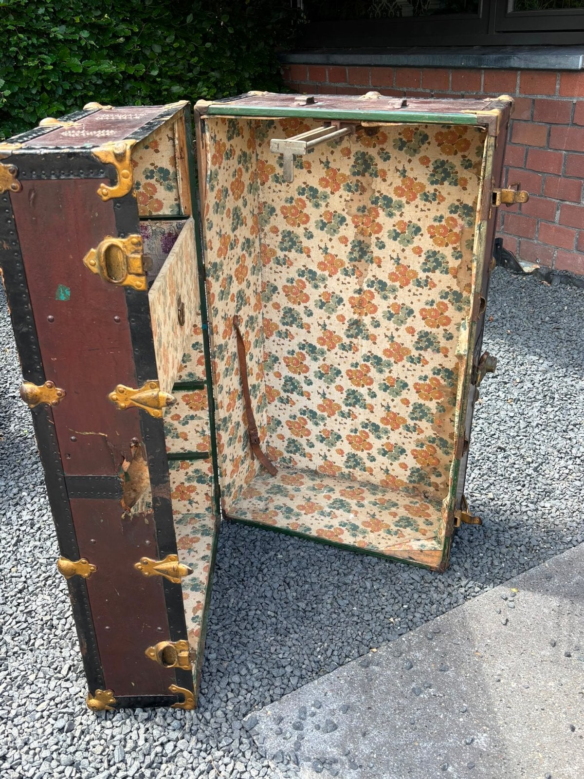 Antieke Hutkoffer met Interieur - Slot Defect, Ophalen