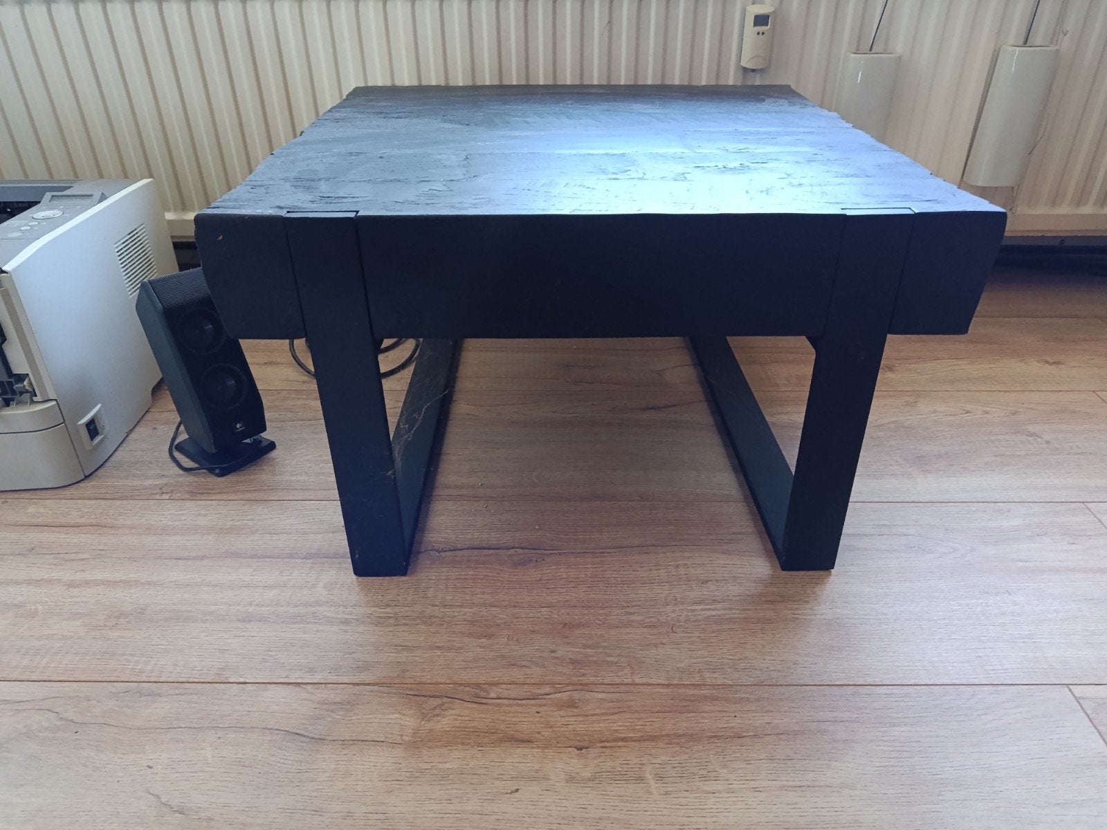 Zwarte houten salontafel 60x60, Ophalen, Gebruikt, 100 tot 150 cm, 50 tot 100 cm