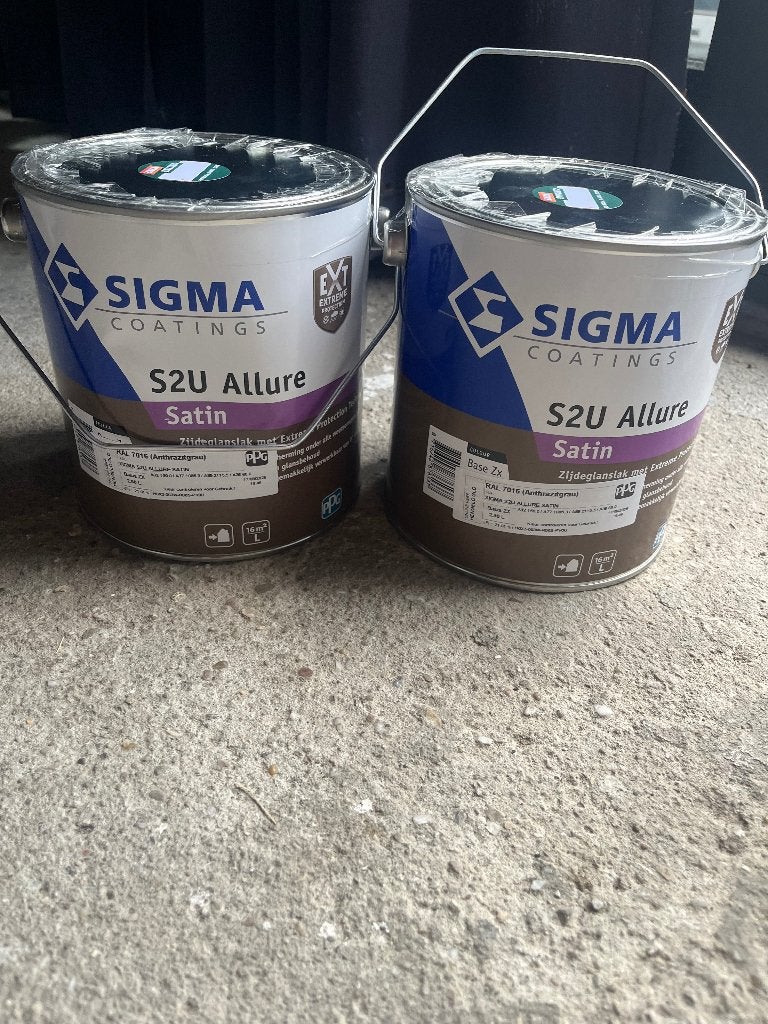Sigma s2u allure nieuw ongeopend ral 7016 5 liter (2x2,5l), Ophalen of Verzenden, Nieuw, Grijs, Lak