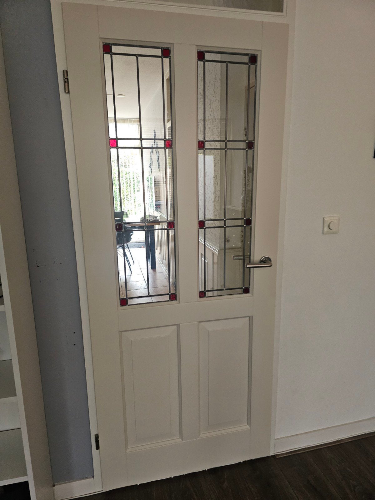 Binnendeur met glas-in-lood (opdek), Ophalen, 80 tot 100 cm, Binnendeur, Zo goed als nieuw