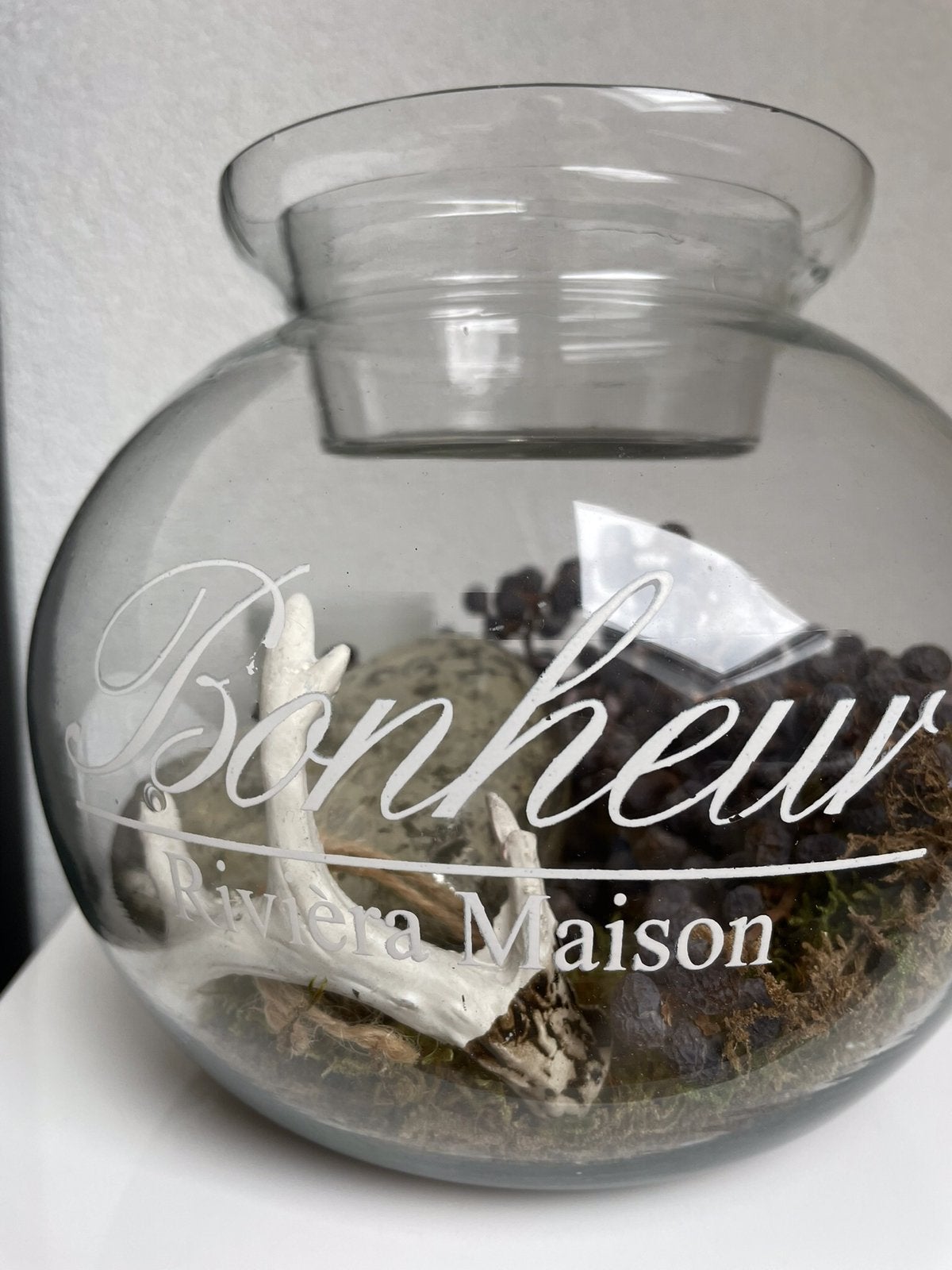 Riviera Maison bonheur stolp geheel in nieuw staat., Huis en Inrichting, 20 cm, Ophalen of Verzenden, Zo goed als nieuw, Inclusief decoratie