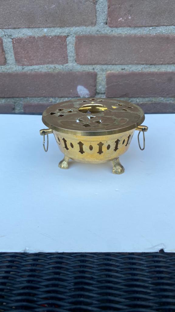 Vintage messing waxine rechaud/theelichthouder, Art Nouveau., Ophalen of Verzenden, Koper