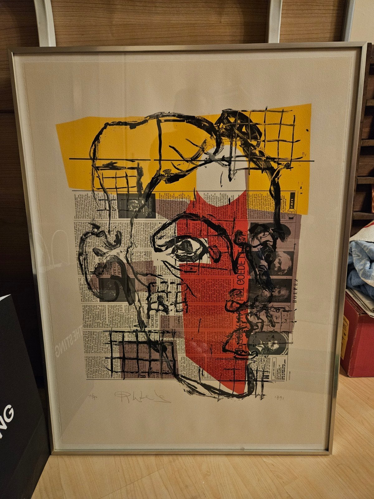 Zeefdruk Peter Wehrens - Abstract Portret 1991, Antiek en Kunst, Ophalen