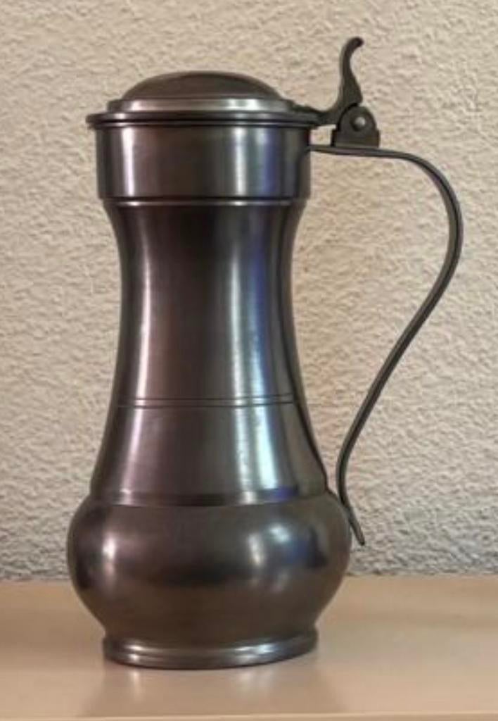 Decoratieve vintage tinnen kruik met deksel, Antiek en Kunst, Antiek | Tin, Ophalen of Verzenden