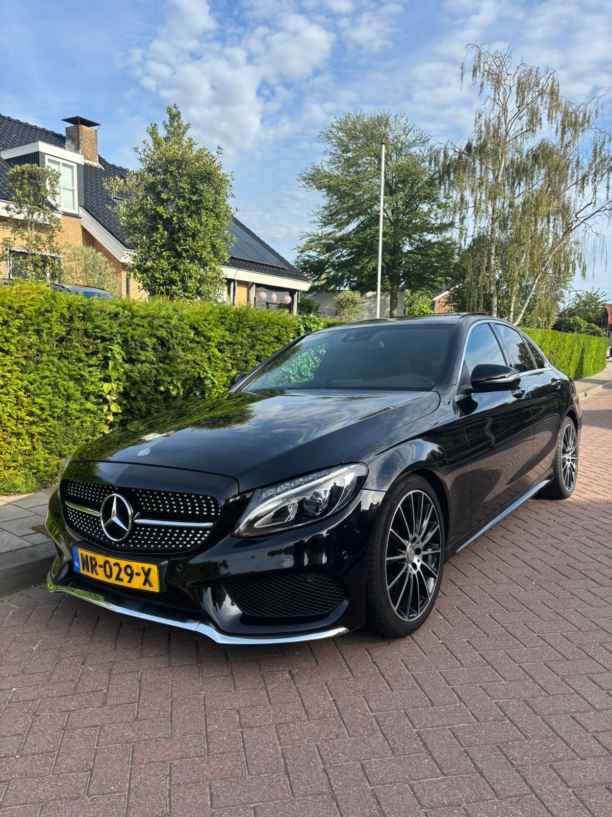 Mercedes-Benz C250 AMG prestige pano 2.0 155KW Aut7 2016, Automaat, 1800 kg, 4 cilinders, Zwart
