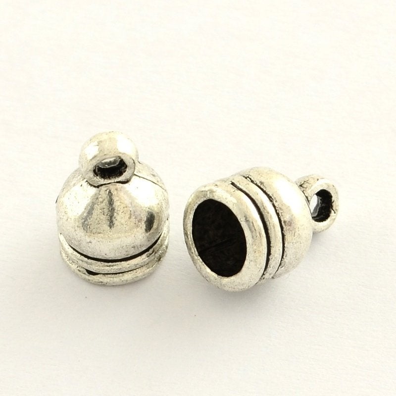 1000 gram   tibetaans zilveren Leer/veter eindkapje 11x8mm, Info@hobbymagic.nl, Hobbymagic, Nieuw, Zilver