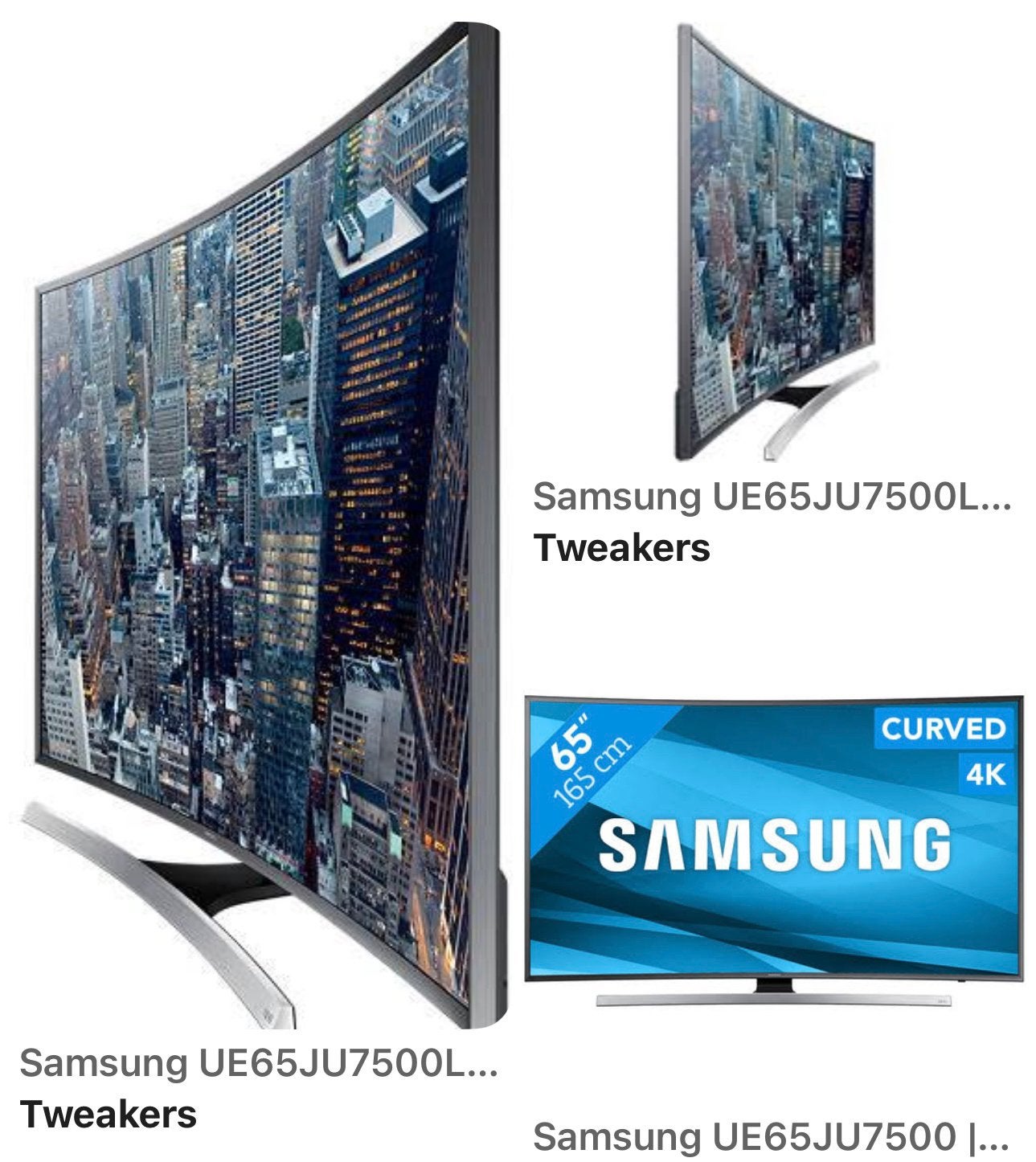 Samsung 65” Curved 4K Smart TV UE65JU7500L incl ophangbeugel, Ophalen, 100 Hz, Samsung, 100 cm of meer