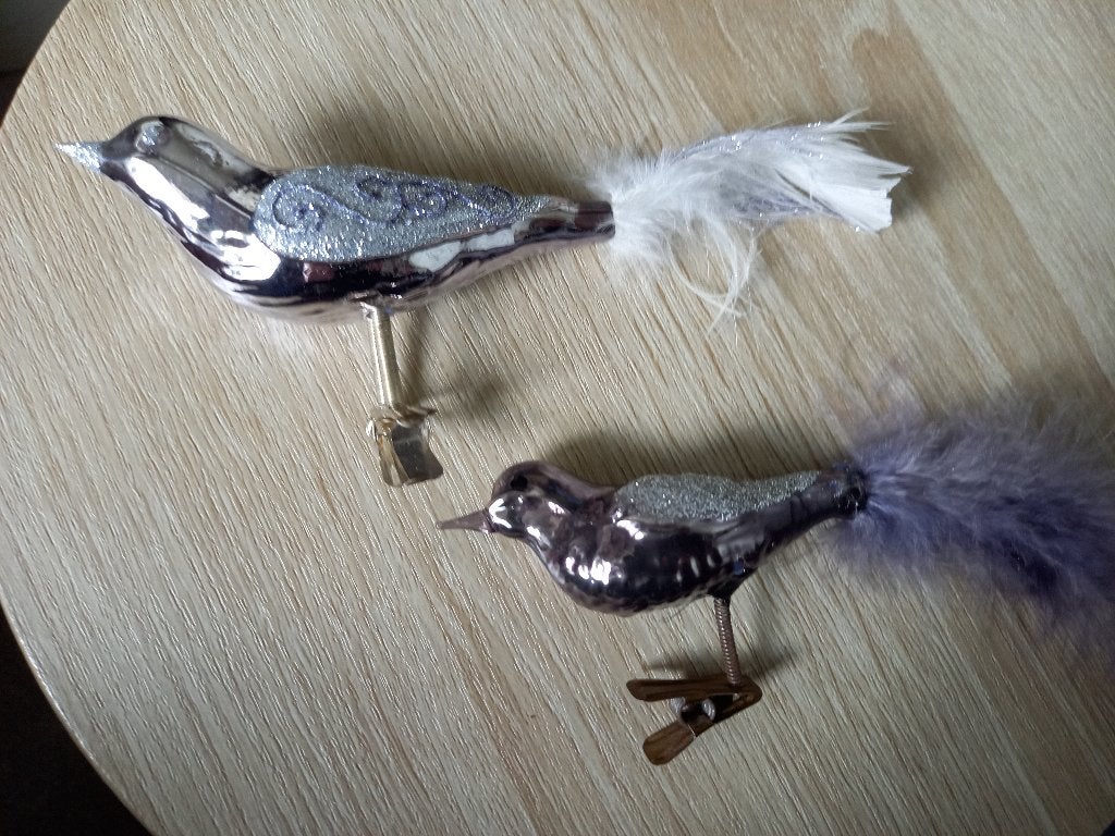 2 Vintage Glazen Vogels op Knijper, Ophalen of Verzenden, -, -, -