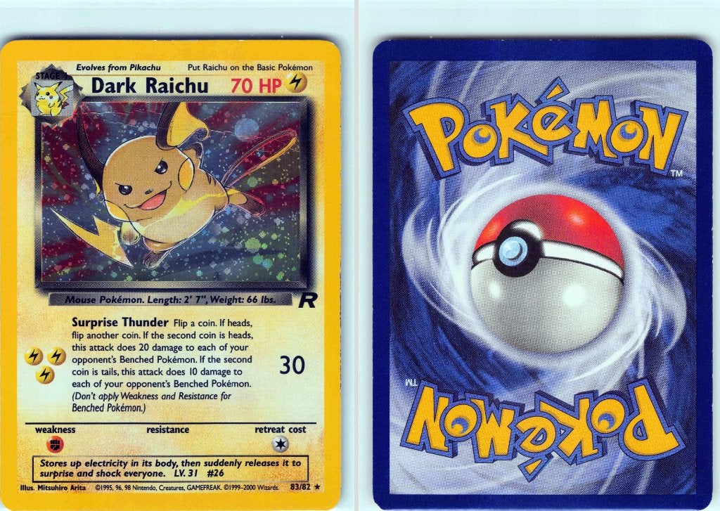 Pokémon kaart: Dark Raichu (TR 83), Ophalen of Verzenden, Gebruikt, Losse kaart