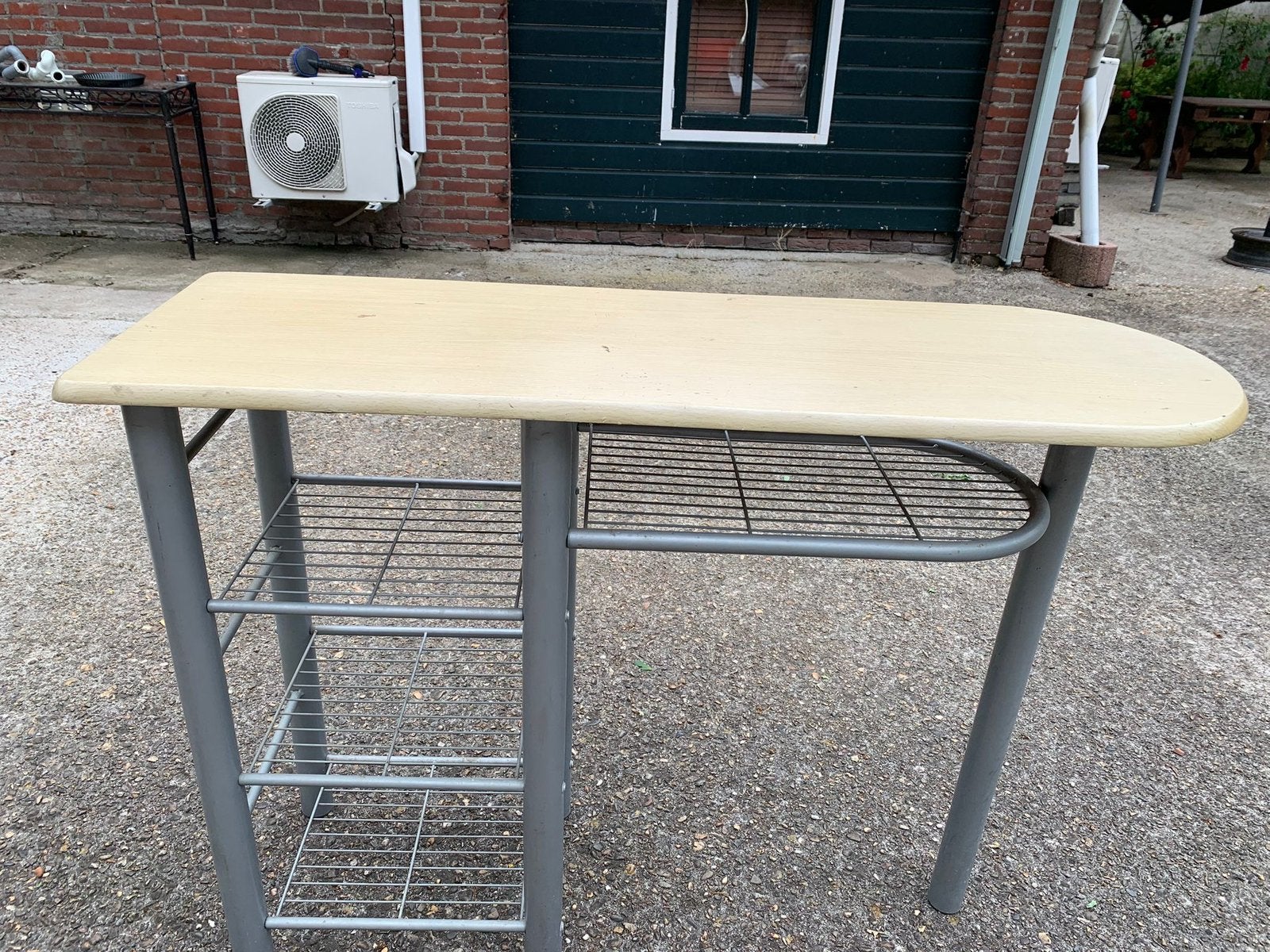 Bijzettafel met RVS onderstel - 120x40x88 cm, Ophalen of Verzenden, Gebruikt
