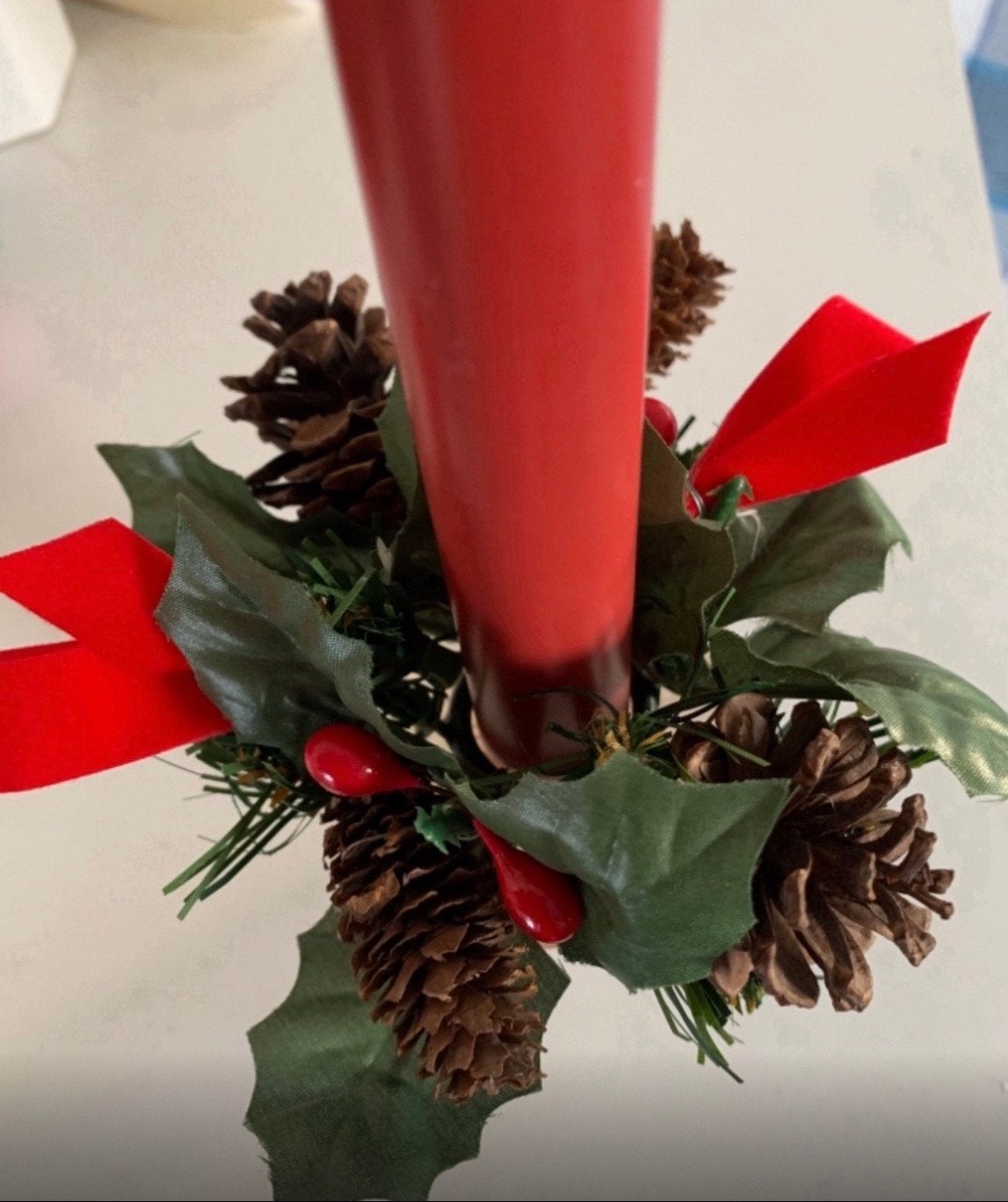 Kerst zijdenbloem ring voor kaars., Ophalen of Verzenden, Zo goed als nieuw