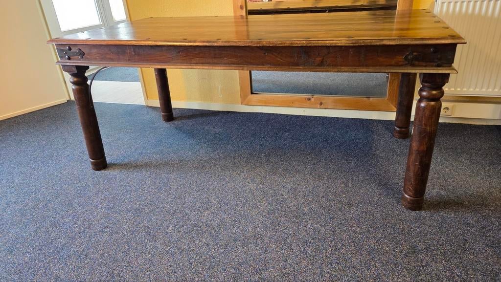 Koloniale eetkamertafel, Ophalen, Gebruikt, 150 tot 200 cm, Rechthoekig