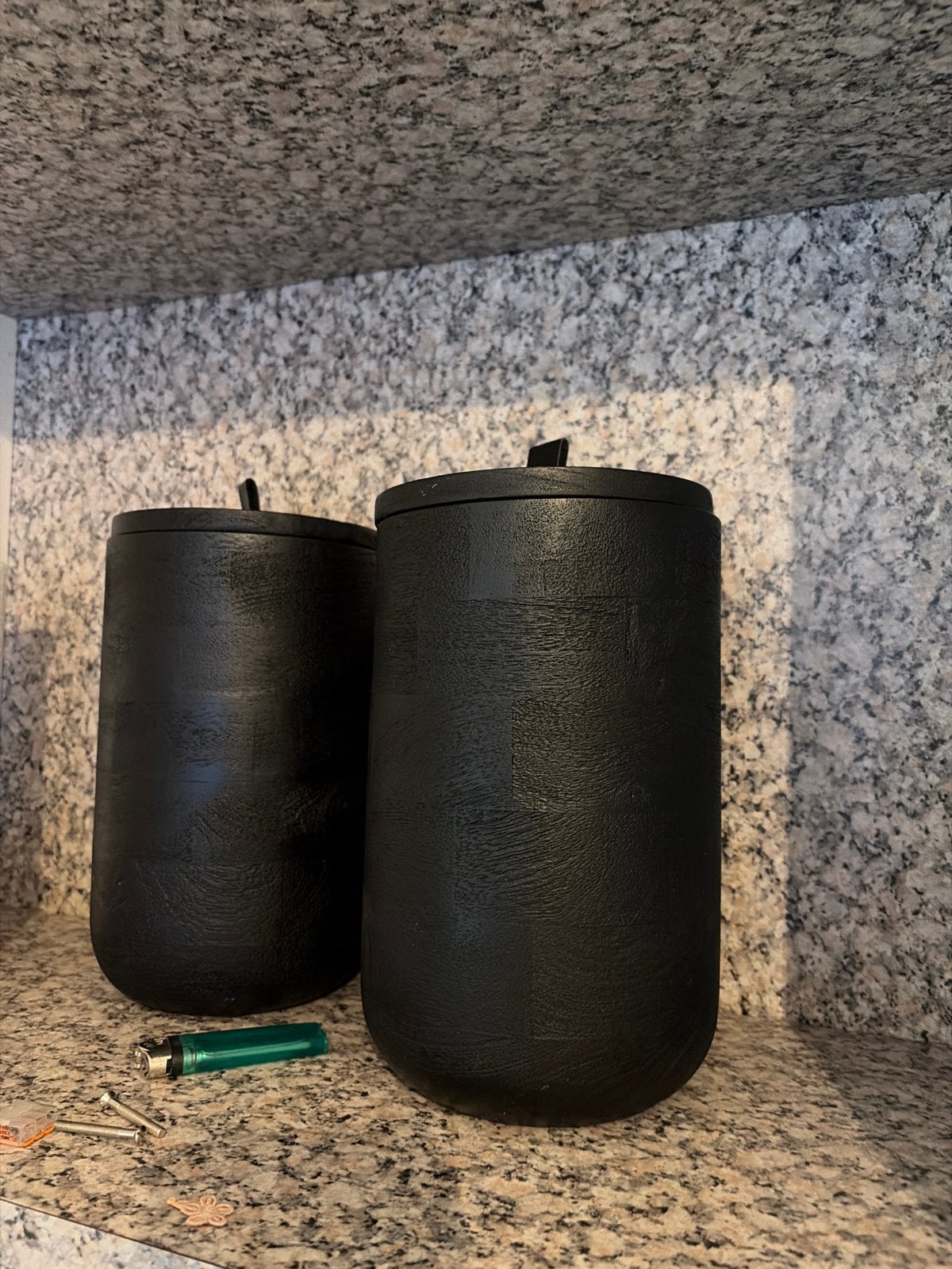 Set van 2 zwarte houten voorraadpotten, Ophalen, Gebruikt, Hout, Voorraadpot