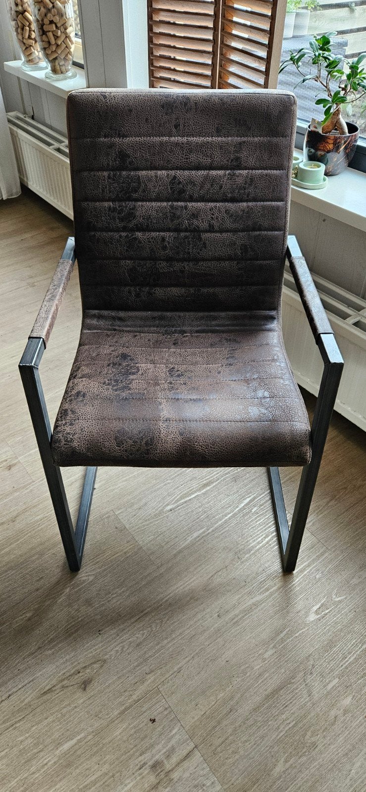 4 eetkamer stoelen van Rofra Home, Ophalen, Bruin, Industrieel, Modern, Zo goed als nieuw