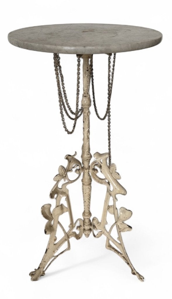 949. Art Nouveau gietijzeren tafel, marmeren blad, ca.1900, Ophalen of Verzenden
