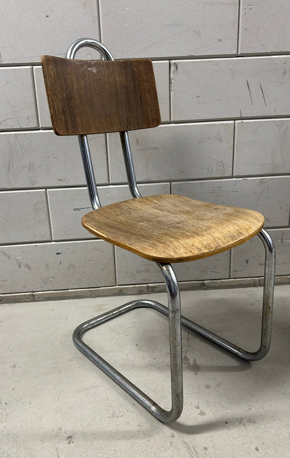 Jaren 30 art deco Bauhaus buisframe stoeltje, Overige materialen, Gebruikt, Overige kleuren, Ophalen of Verzenden