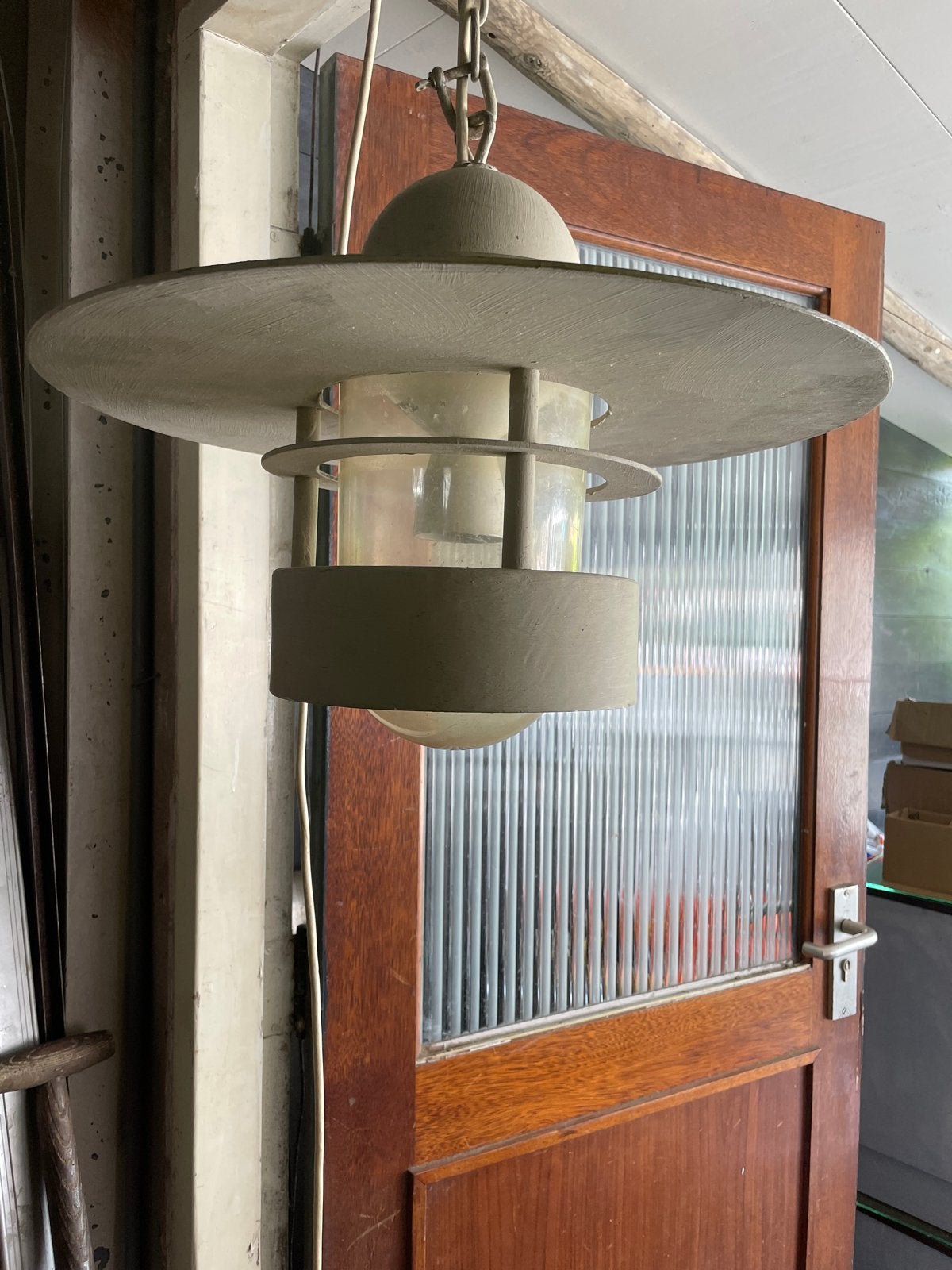 Retro Industriële Hanglamp - Goot Model, Ophalen of Verzenden, Gebruikt, Metaal, 50 tot 75 cm