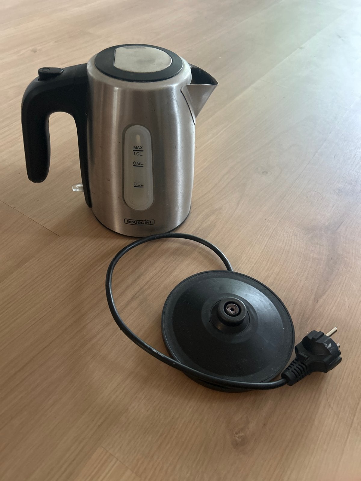 Bourgini waterkoker RVS - 1.0L, Witgoed en Apparatuur, Waterkokers, 1 tot 2 liter, Ophalen of Verzenden, Gebruikt, Draadloos