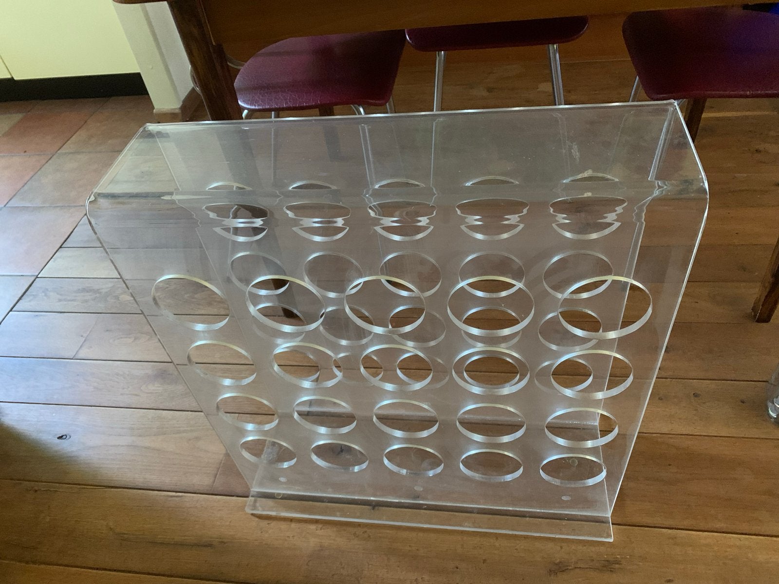 Vintage Plexiglas Wijnrek - 24 Flessen, Kunststof, Gebruikt, 50 tot 75 cm, Ophalen of Verzenden