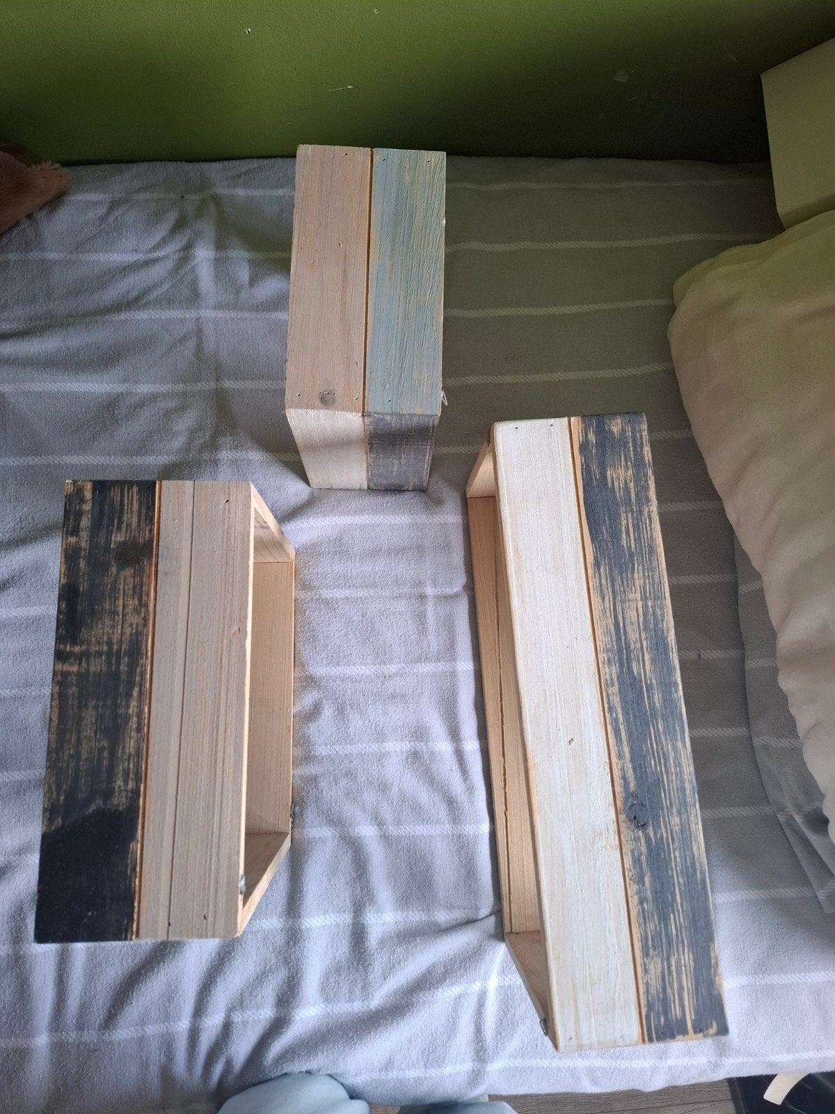 Set van 3 houten opbergbakken / decoratieve kistjes, Ophalen, Minder dan 50 cm, Gebruikt, Minder dan 50 cm