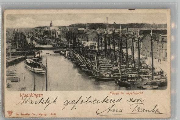 Vlaardingen Vissers Haven in Vogelvlucht st 1901, Verzenden, Voor 1920, Gelopen, Zuid-Holland