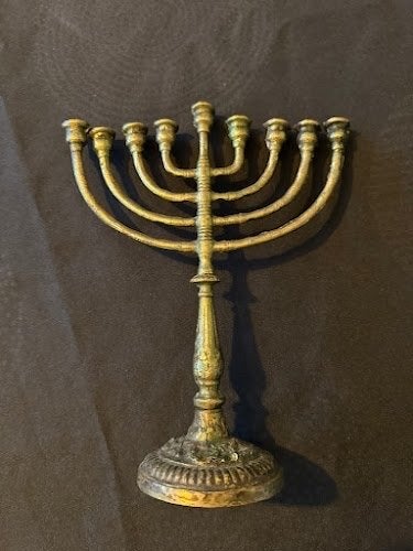 Antieke koperen Chanoekia- Joodse kandelaar, Ophalen of Verzenden, Koper of Brons