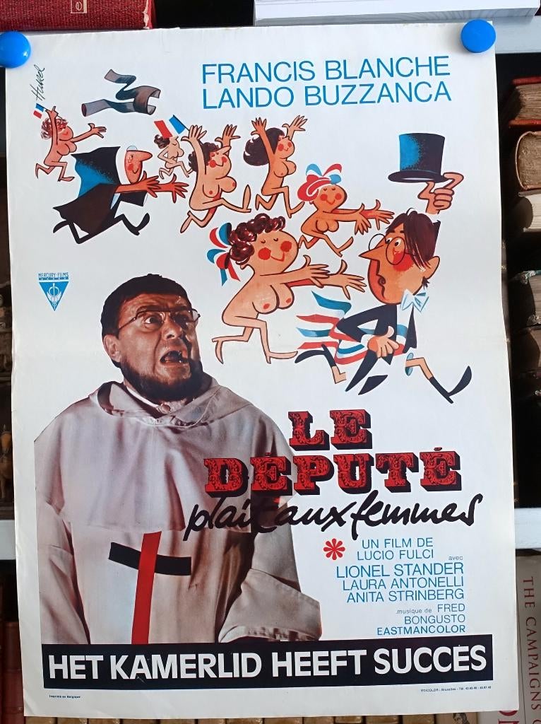 Filmposter Le Député plait aux femmes kamerlid heeft succes, Ophalen of Verzenden, Gebruikt, A1 t/m A3, Film en Tv