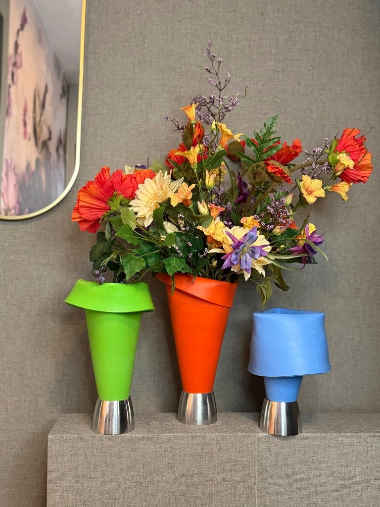 vaas van rubber, amazing vase, Blauw, Rubber/elastomeren, 34 cm, Nieuw