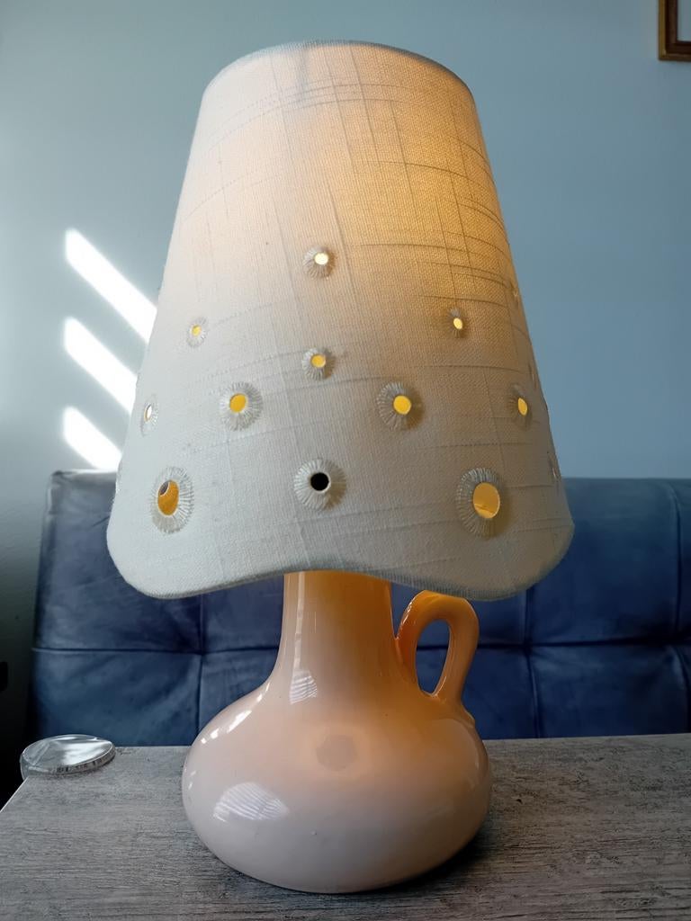 Vintage tafellamp met keramieken voet, Huis en Inrichting, Lampen | Tafellampen, Gebruikt, Minder dan 50 cm, Overige materialen