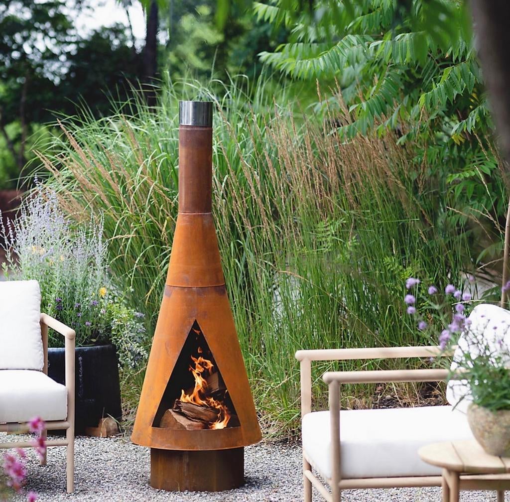 GardenMaxX Denver XL Corten Tuinhaard met Grill, Tuin en Terras, Ophalen, Zo goed als nieuw