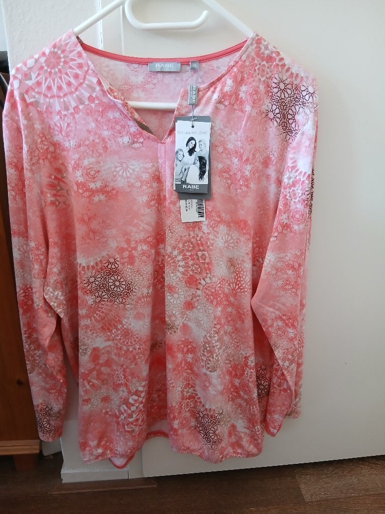 Nieuwe RABE shirt met lange mouwen, roze/wit patroon, Maat 46/48 (XL) of groter, Nieuw, Ophalen of Verzenden, RABE