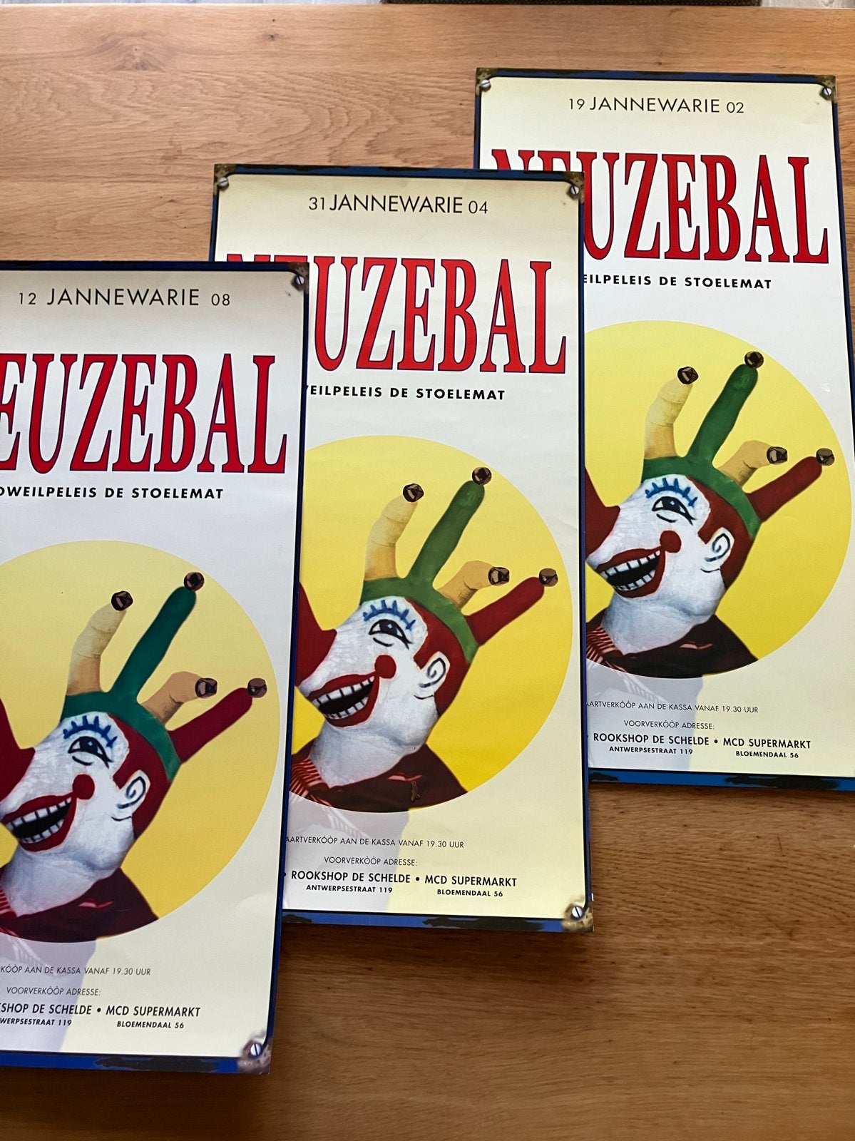 Neuzebal posters vastenavend 2002,2004 en 2008, Ophalen, Gebruikt, Reclamebord