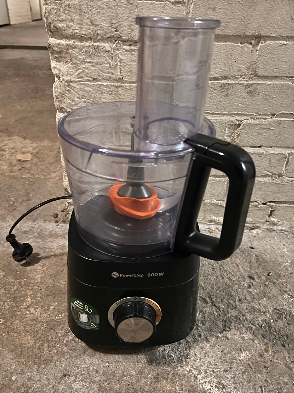 Philips Powerchop 800W Foodprocessor - Zwart, 2 tot 3 liter, Ophalen, Gebruikt, 2 snelheden