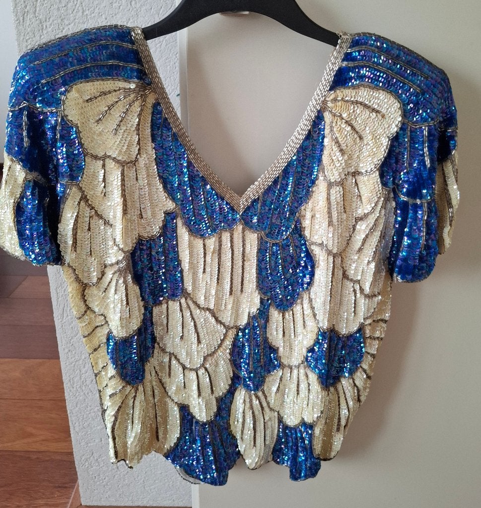 Vintage top, Kleding | Dames, Tops, Gedragen, Maat 42/44 (L), Overige kleuren, Korte mouw, Ophalen