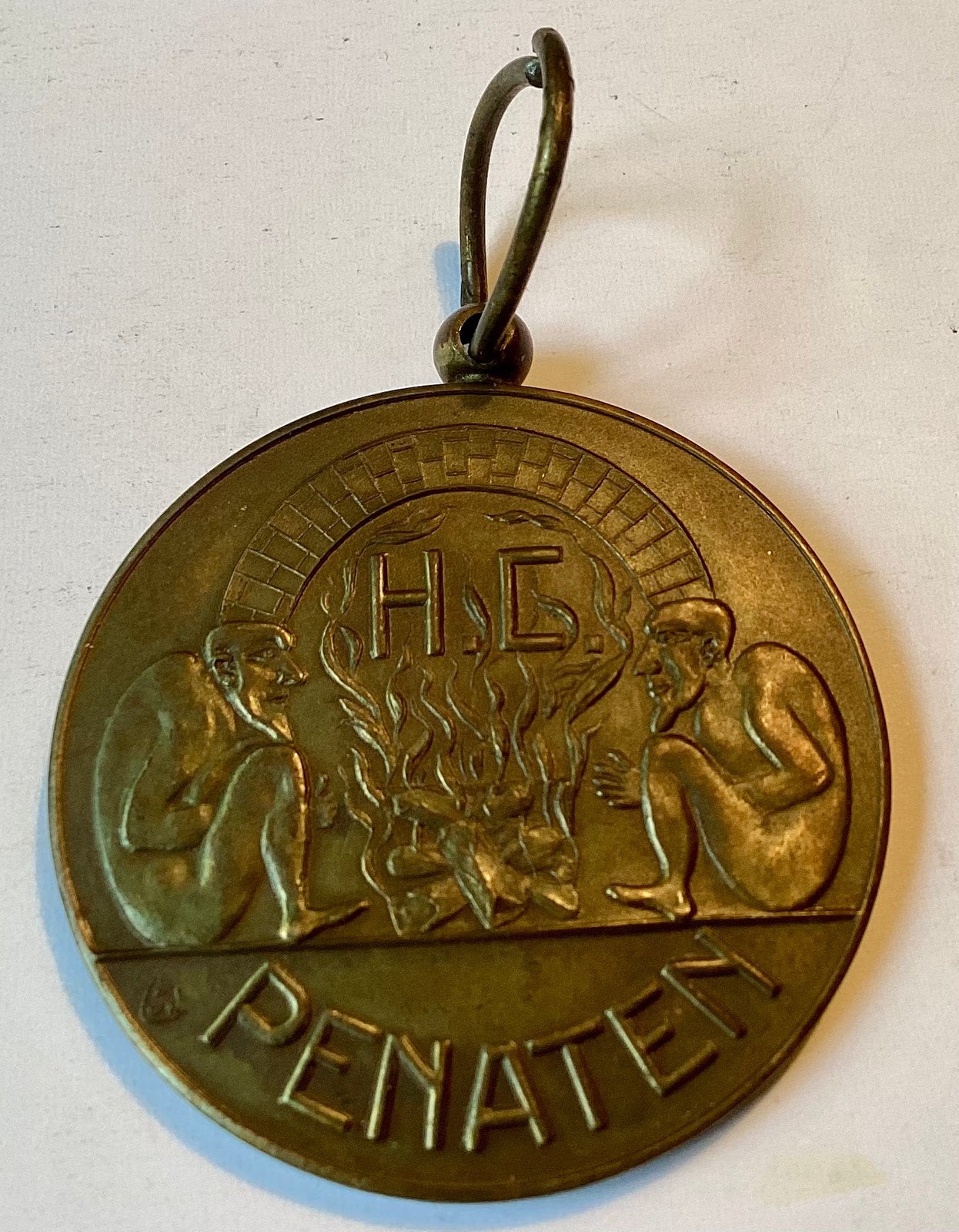 Bronzen medaille: Penaten H.C. Afbeelding:Romeinse Huisgoden, Ophalen of Verzenden, Brons