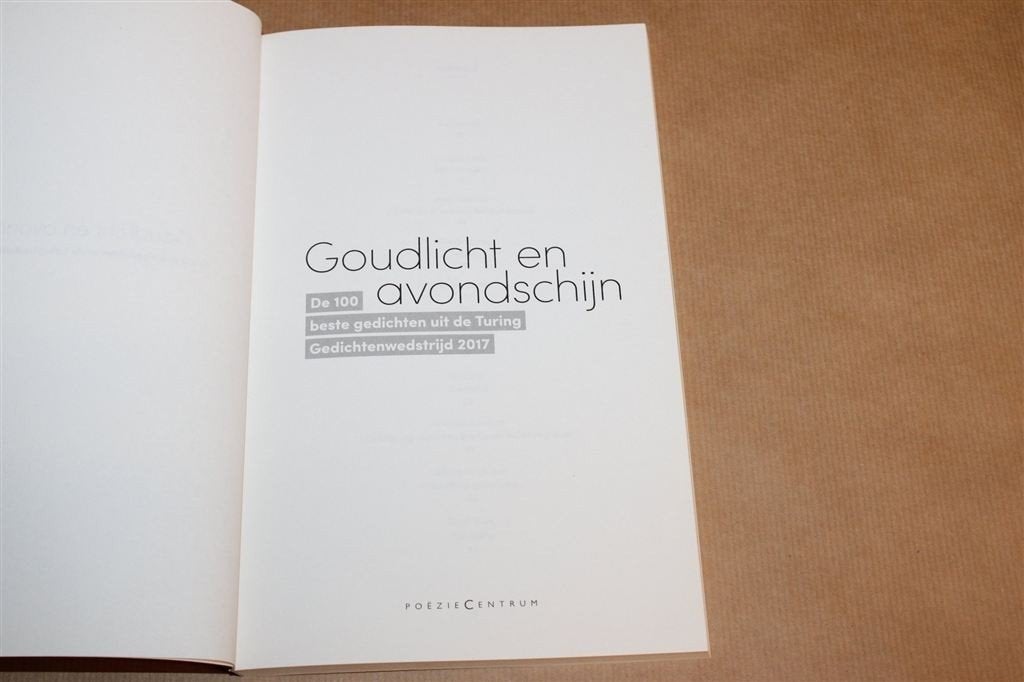 Goudlicht en Avondschijn — 100 Gedichten, Turing 2017, Ophalen of Verzenden, Zo goed als nieuw