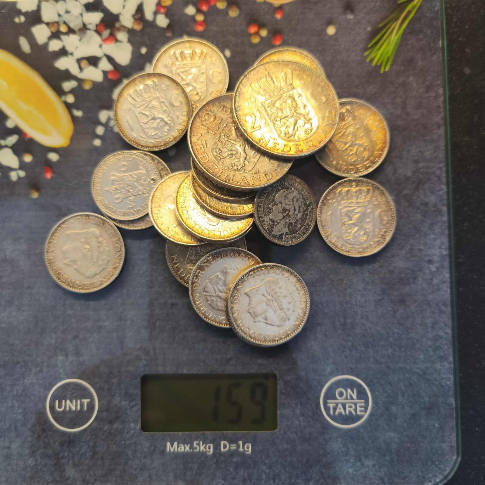 Zilveren Guldens en Rijksdaalders - 159 gram zilver, Zilver, Koningin Wilhelmina, Losse munt, Overige waardes