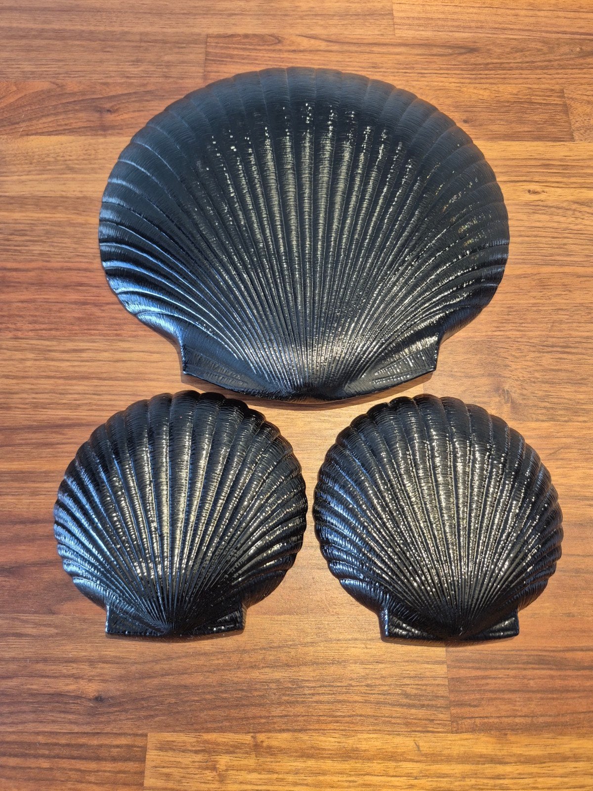 Set van 3 zwarte Vintage schelpvormige schalen, Ophalen of Verzenden