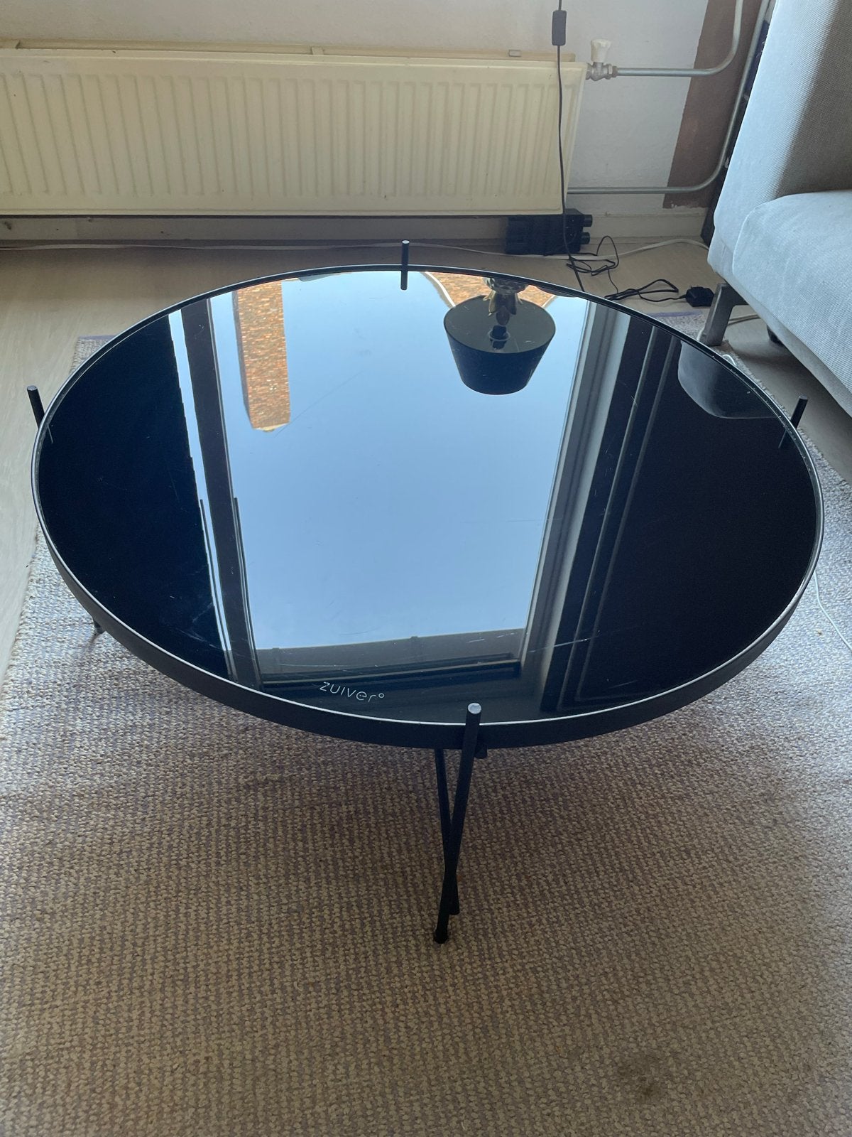 Salontafel van Zuiver, zwart, 81 cm breed, 30 cm hoog, Ophalen, Gebruikt, Rond, 50 tot 100 cm