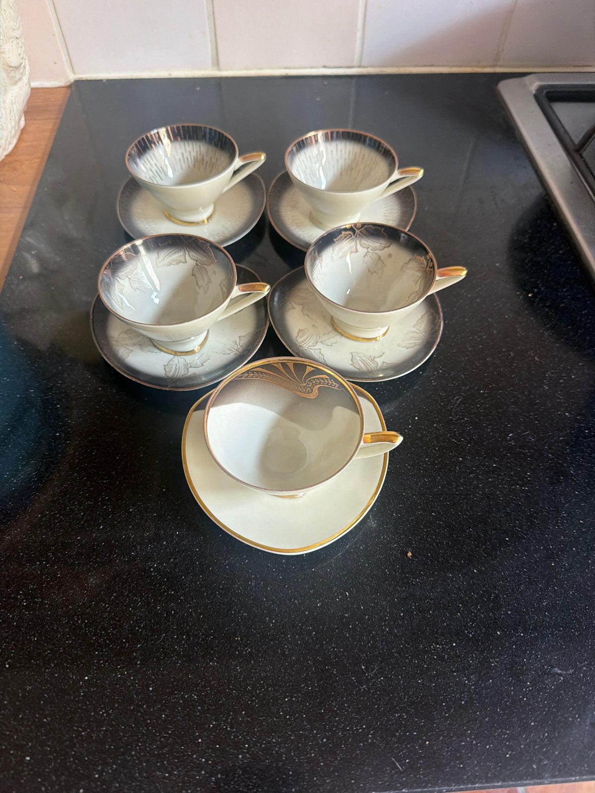 Set van 5 vintage Bavaria espresso kopjes met schotels, Ophalen of Verzenden