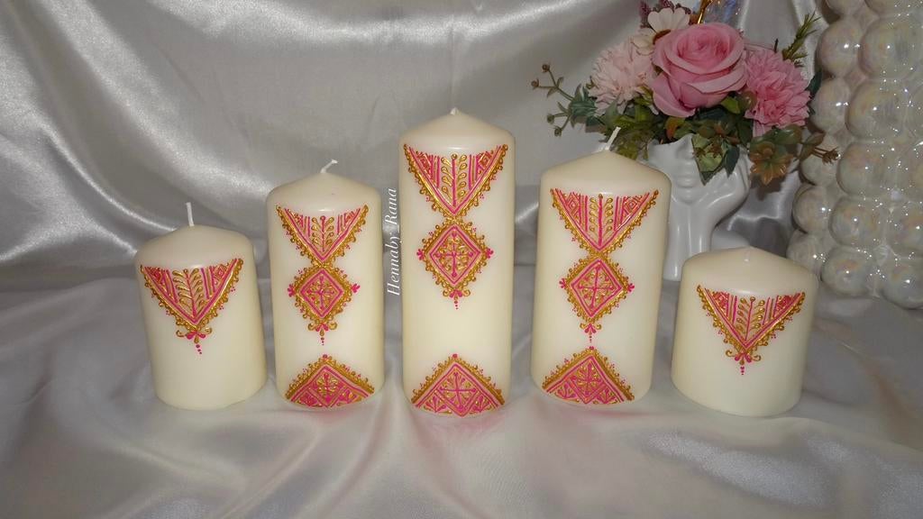 Henna kaarsen set, Ophalen, Zo goed als nieuw, Overige materialen, Minder dan 25 cm