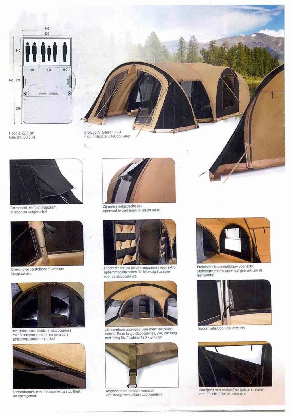 Cabanon Biscaya All Season 440 tunneltent, Ophalen, Zo goed als nieuw, Tot en met 6