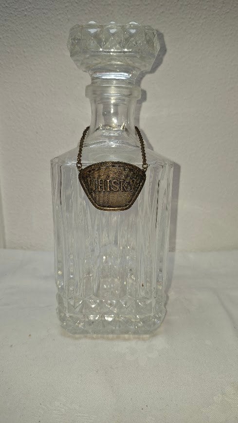 Vintage Kristallen Whisky Karaf met verzilverde label, Antiek en Kunst, Ophalen
